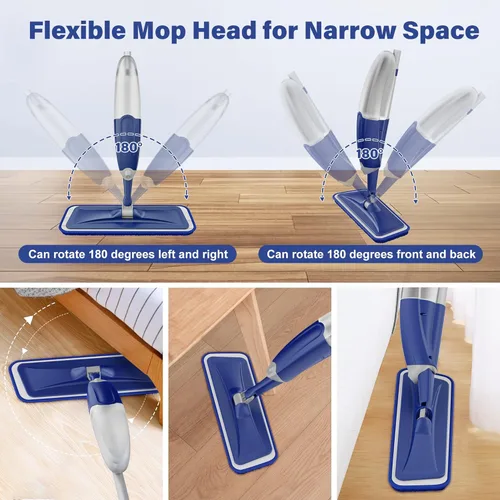 Miniatura 7 de Trapeador de microfibra para limpieza de pisos: mopas de piso de madera dura en seco y húmedo con 3 almohadillas lavables para Swiffer Powermop