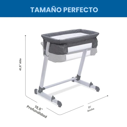 Miniatura 3 de Simmons Kids By The Bed City Sleeper Moisés - Cuna portátil de altura ajustable con ruedas y malla transpirable, tweed gris