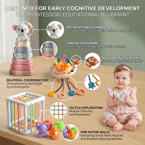 Miniatura 5 de Juguete de actividad: actividades sensoriales para niños pequeños y niños, juguetes para bebés de 6 a 18 meses, juguetes Montessori para bebés de 1