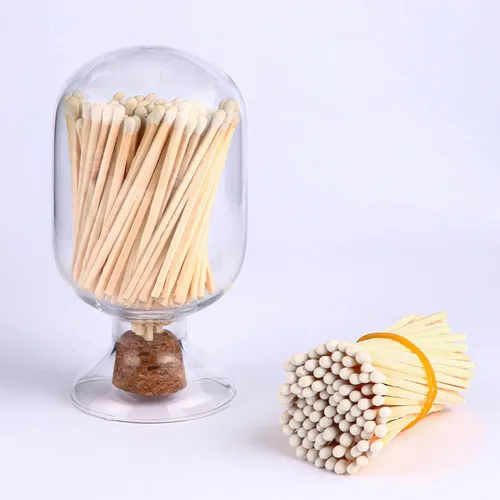 Miniatura 4 de Cerillas blancas incluidas (100 piezas), portacerillas de vidrio con encendedor, campana de vidrio para cerillas con encendedor, cerillas largas
