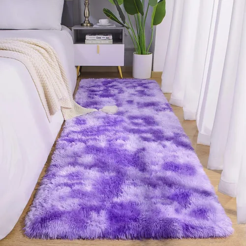 Miniatura 21 de AROGAN Alfombras de área suaves de arco iris para habitación de niñas de 6x9 pies, alfombras esponjosas de dormitorio para niñas, alfombra