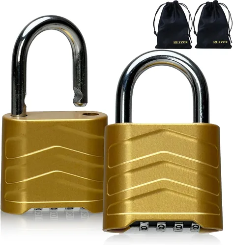 Miniatura 9 de Candado combinado para exteriores, 2.2 pulgadas, 2.205 in, ligero, resistente a la intemperie, 4 digitales, cuerpo de aluminio de seguridad