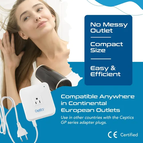 Miniatura 5 de Ceptics Convertidor de voltaje reductor de 300 vatios – Convierte 220 V/240 V a 110 V/120 V – Perfecto para alisadores de cabello, portátiles