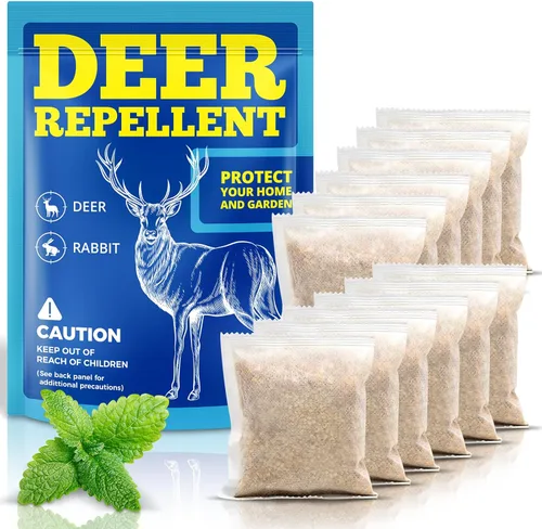 Deer Repellent 12 Packs, Rabbit Repellent Outdoor for Plants, Natural Deer Deterrent Keep Deer and Rabbit Out of Garden Yard, Powerful Deer