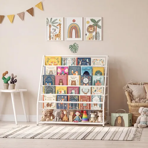 Miniatura 6 de JAQ Estantería infantil para niños pequeños, estante de exhibición de libros de 4 niveles orientado hacia adelante para guardería, sala