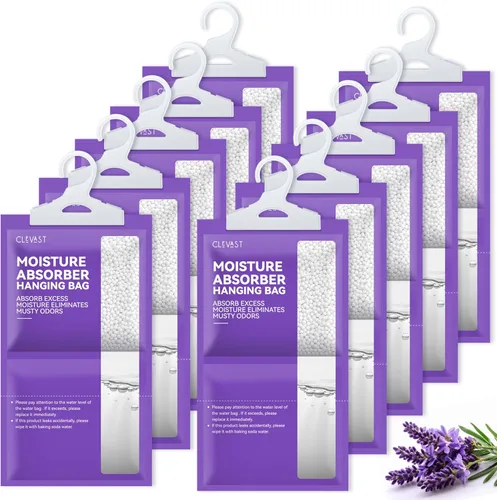 Miniatura 14 de CLEVAST Paquete de 10 bolsas de absorción de humedad, bolsas deshumidificadoras para armario, absorbentes de humedad colgantes sin perfume