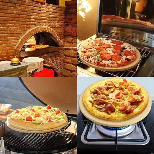 Miniatura 9 de homEdge Juego de Piedra para Pizza, Piedra de Hornear Redonda de Cordierita Resistente para Pan, Pizza, Piedra de Cocina Resistente a los Golpes