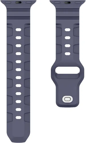 Miniatura 2 de Suitisbest Correa deportiva de silicona gris para Apple Watch para hombre, impermeable, resistente a los arañazos, 0.827 in de ancho Azul Gris/Gris