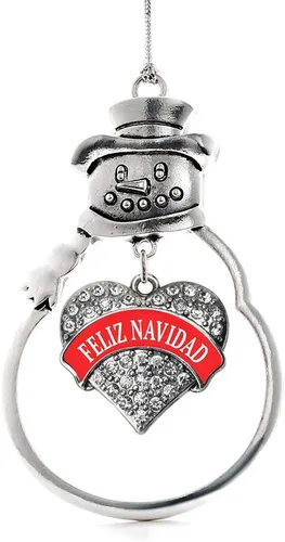 Miniatura 201 de Inspired Silver - Big Sis - Adorno de Navidad plateado - Adorno de árbol de Navidad con dije de corazón con circonita cúbica - Decoración colgante