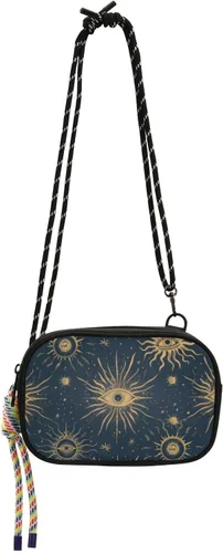 Vintage Moon Sun Retro Crossbody Cámara Bolsa Hombre Comodidad Con Ranuras para Tarjetas de Crédito Casual Teléfono Pecho Bolsa Tiene una Comida