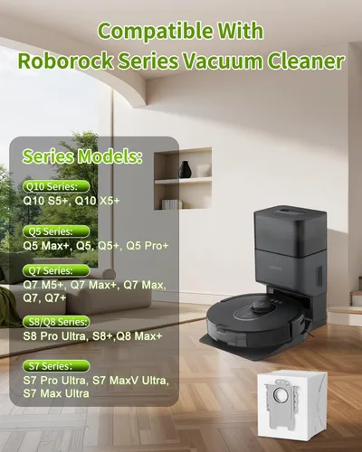 Miniatura 2 de VBN 18 Paquetes de Bolsas de Polvo Q10 Q7 Q5 para Roborock Q7 M5+, Q10 S5+/Q10 X5+, S8 Pro Ultra, S8+, Q7 Max+, Q5+, Q5 Max+, S7 Max Ultra, S7 Maxv