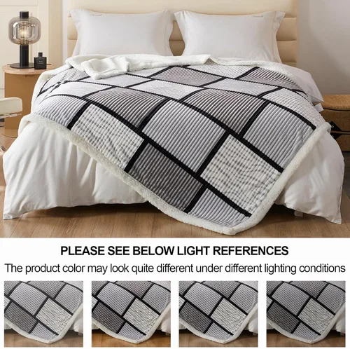 Miniatura 2 de Gracelife Manta de forro polar de sherpa para sofá, manta suave y mullida cálida para mujeres y hombres, manta gruesa y suave para cama individual