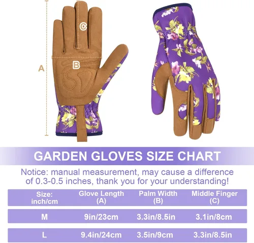 Miniatura 6 de Guantes de jardinería para mujeres, guantes de cuero para trabajo en jardín, a prueba de espinas, sin perforación, para cavar, plantar y podar