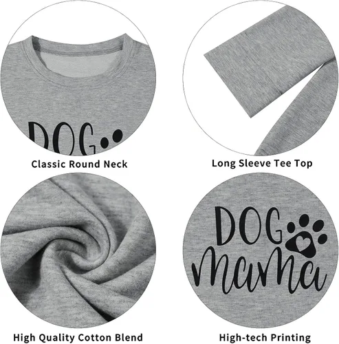 Miniatura 4 de ALLTB Sudadera para mamá de perro para mujer camiseta de perro y mamá suéter de manga larga con estampado de letras