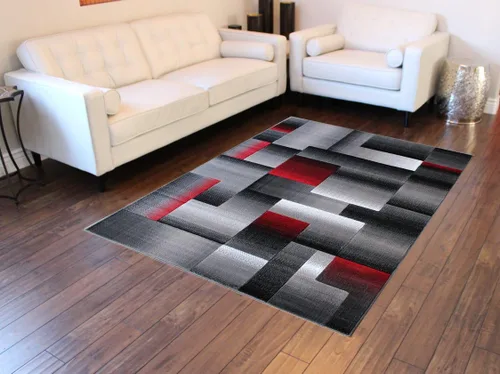 Miniatura 8 de Masada Rugs, Alfombra de Área Moderna Contemporánea, Azul Gris Negro (2 Pies X 3 Pies) Tapete