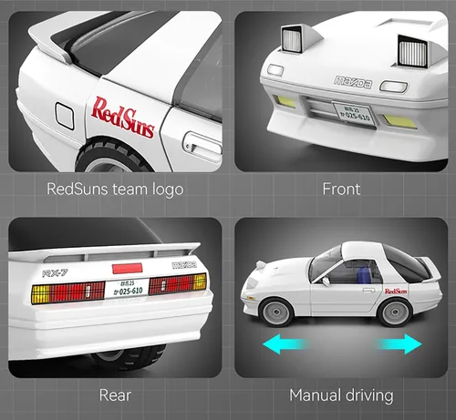 Miniatura 5 de dOMOb Initial-D Mazda RX-7 FC3S - Kit de bloques de construcción de automóvil japonés blanco - Juguetes de ladrillos para niños y adultos de 8 años
