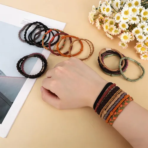 Miniatura 6 de 20 pulseras para el cabello para mujeres y hombres, pulseras bohemias para el cabello, elásticas para el cabello, sin daños, para cabello grueso