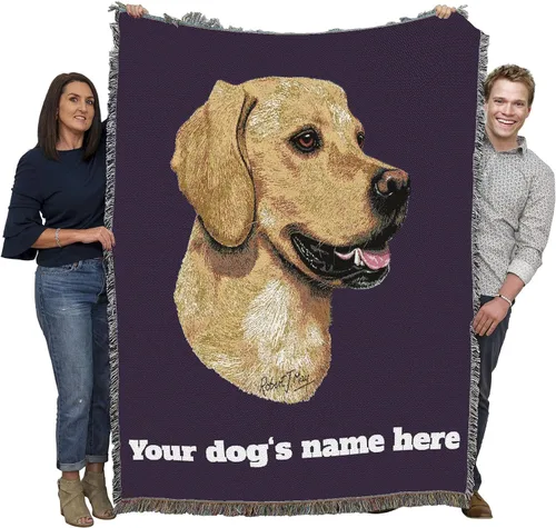 Miniatura 25 de Pure Country Weavers Golden Retriever - Manta tejida personalizada azul BG por Robert May - Manta de tapiz de algodón, fabricada en los Estados