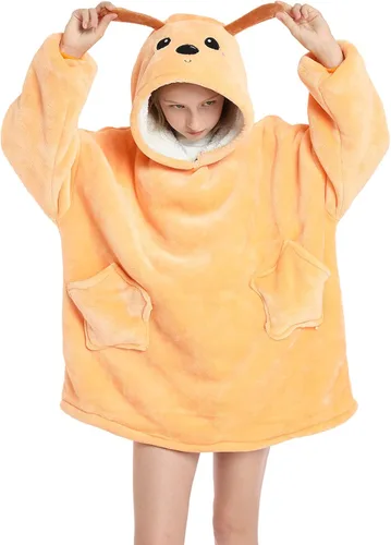 Miniatura 12 de Manta de gran tamaño con capucha para niños, manta Sherpa para niños y adolescentes, sudadera gigante con capucha esponjosa