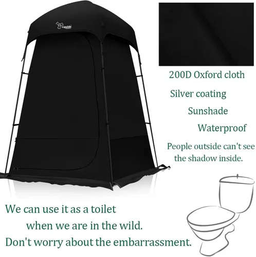 Miniatura 4 de Carpa de Ducha al Aire Libre Cambiador de Privacidad Carpas de Camping Portátiles Negro