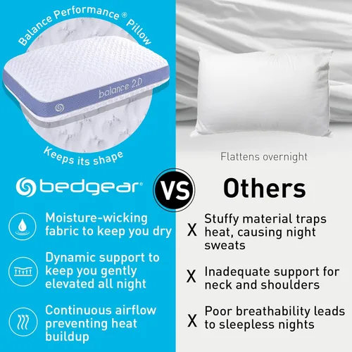 Miniatura 4 de Bedgear Almohada Balance Performance – 2.0 – Almohada de cama que absorbe la humedad para todas las posiciones de sueño – Almohada de cama