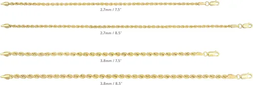 Miniatura 6 de Jewelry Atelier Colección de pulseras de cadena rellenas de oro Pulseras de cadena de cuerda rellenas de oro amarillo macizo de 14 quilates
