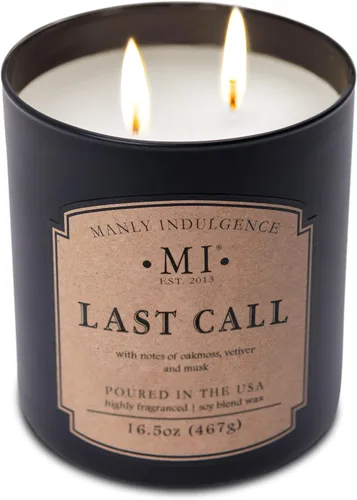 Miniatura 3 de Manly Indulgence Last Call - Velas perfumadas para hombres, 2 mechas, 16.5 onzas, cera de mezcla de soja premium, 60 horas de combustión, velas