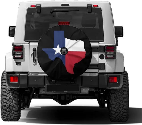 Delerain Cubierta de neumático de repuesto con bandera de Texas con orificio de cámara de respaldo para caravana, remolque, SUV, camión y muchos
