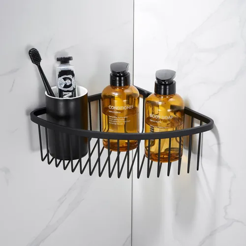 Miniatura 11 de Estante esquinero para ducha de baño, diseño hueco en las esquinas, organizador de estante de acero inoxidable ultra resistente a prueba de óxido