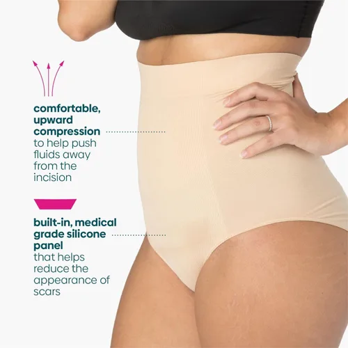 Miniatura 4 de UpSpring Ropa interior posparto de cintura alta con control de abdomen para mujer, color nude/negro, talla S-XX grande
