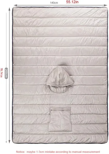 Miniatura 7 de Abrigo tipo poncho con capucha para invierno, abrigo para acampar al aire libre, manta de edredón pequeña, resistente al agua, saco de dormir, capa