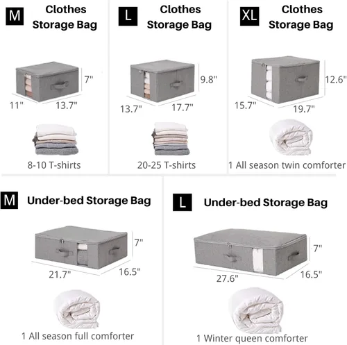 Miniatura 6 de Almacenamiento debajo de la cama con ventana transparente/tela resistente 600D, bolsas de almacenamiento debajo de la cama para ropa, ropa, manta
