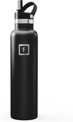 Miniatura 41 de IRON °FLASK Botellas de agua de campamento/senderismo, 3 tapas (estrecha con popote), sin fugas, aisladas al vacío, acero inoxidable de doble pared
