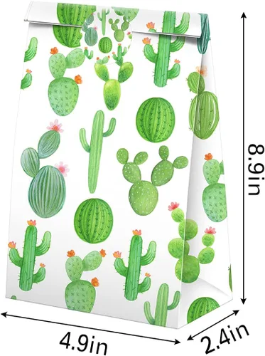 Miniatura 3 de BonBeeDesign Bolsas de dulces de cactus, paquete de 24 bolsas de golosinas de cactus con calcomanías para decoraciones de fiestas de cumpleaños