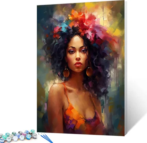 Miniatura 35 de Tucocoo Pintura por números para adultos, kits de pintura al óleo digital sobre lienzo con pinceles y pigmento acrílico, hermoso retrato de niña