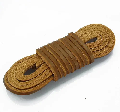 (TM - Cordón de cuero plano genuino para zapatos Marrón claro