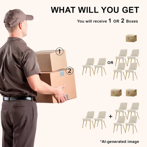 Miniatura 7 de kinmars Juego de 2 sillas de comedor tapizadas modernas con cojín de asiento grueso y respaldo curvo, silla de comedor de tela para cocina, comedor