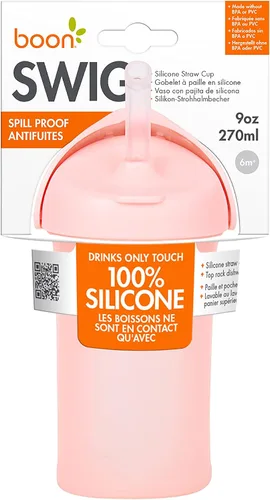 Miniatura 8 de Boon Swig - Taza de silicona para niños pequeños, 9 onzas.