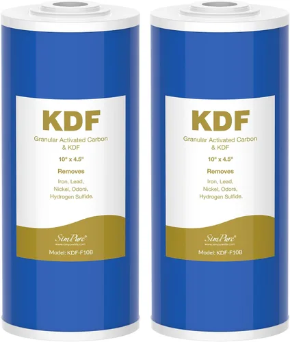 SimPure Cartuchos de filtro de agua para toda la casa de 10 x 4.5 pulgadas, filtro de carbono y metal pesado GAC/KDF, para DB10C-2KDF, DB10P,