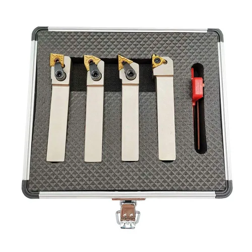 Miniatura 2 de Torno CNC de 5/8 pulgadas portaherramientas de torneado indexable con niquelado, juego de brocas de torno de metal resistente CNC con insertos