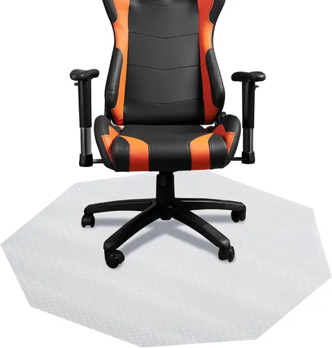 Tapete octágono para silla de juegos, computadora y silla de oficina para alfombra, transparente, 46 x 49.5 pulgadas, fabricado en los Estados Unidos