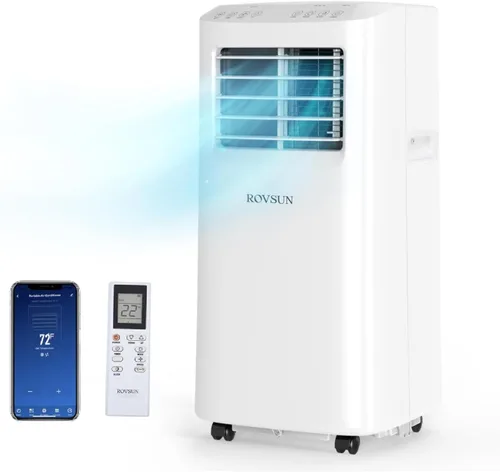 ROVSUN - Aire acondicionado portátil inteligente de 8.000 BTU con WiFi, control remoto y aplicación, enfriador, deshumidificador y ventilador 3 en