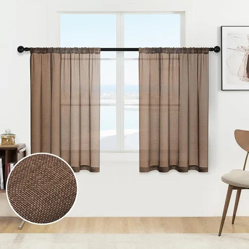 Miniatura 26 de MRTREES Cortinas transparentes de Aqua Blue, para cocina, de 36 pulgadas de longitud, cortinas transparentes de gasa con filtro de luz, cortinas