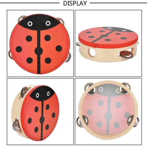 Miniatura 5 de Tambor de percusión de mano de madera de 5.9 in para niños, regalos de canciones de baile (1#)