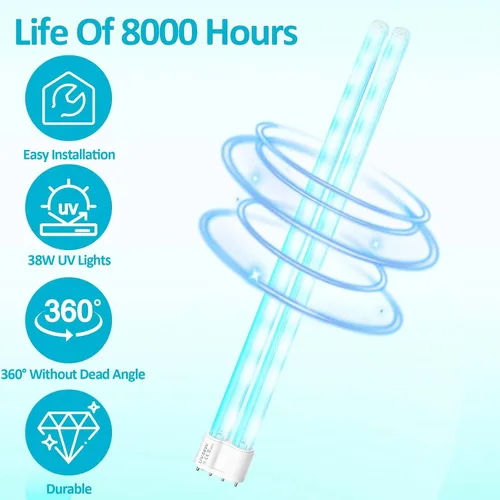 Miniatura 3 de Feefir Bombilla de repuesto desinfectante de luz UV con ozono, bombilla UVC para dispositivo de desinfección del hogar, bombilla UV de 38 W, 1