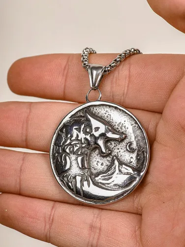 Miniatura 4 de HAQUIL Fenrir Wolf Necklace, Norse Wolf Fenrir Ragnarok Pendant,Viking Jewelry Gift for Men and Women