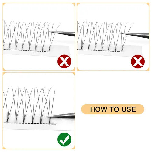 Miniatura 4 de QUEWEL Extensiones de pestañas postizas en abanico 3D 0.004 in D, mezcla de 0.43-0.59 pulgadas, tallo corto 3D 4D 5D 6D 8D 0.07/0.004 in C/D
