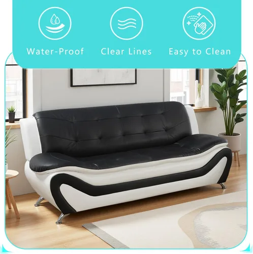 Miniatura 4 de Sofá modular de cuero, juego de muebles de sala de estar, 3 piezas, moderno, para sala de estar, apartamento, oficina, dormitorio, color blanco