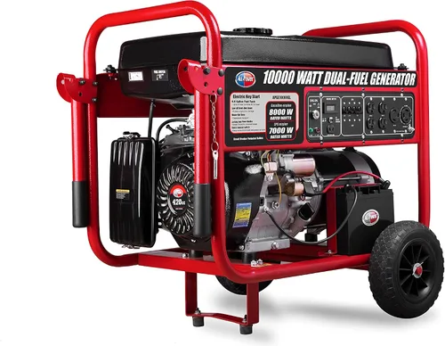 All Power America - Generador de combustible doble de 10000 W, con arranque eléctrico, portátil, APGG10000GL 10000W, gas/propano, color rojo/negro