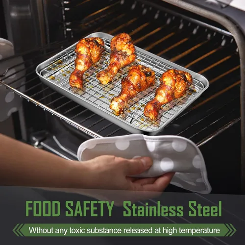 Miniatura 6 de Joyfair - Bandeja para hornear de 9 pulgadas con estante de enfriamiento, bandejas para horno tostador de acero inoxidable con rejillas de rejilla